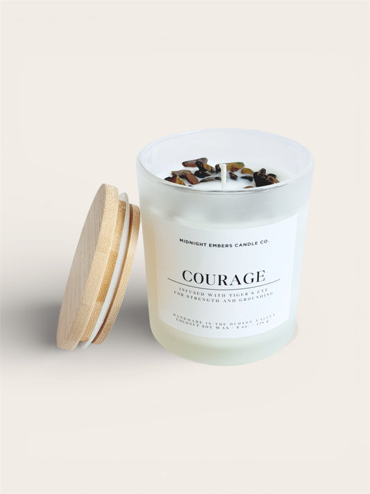 Courage: Tiger's Eye Infused Crystal Candle