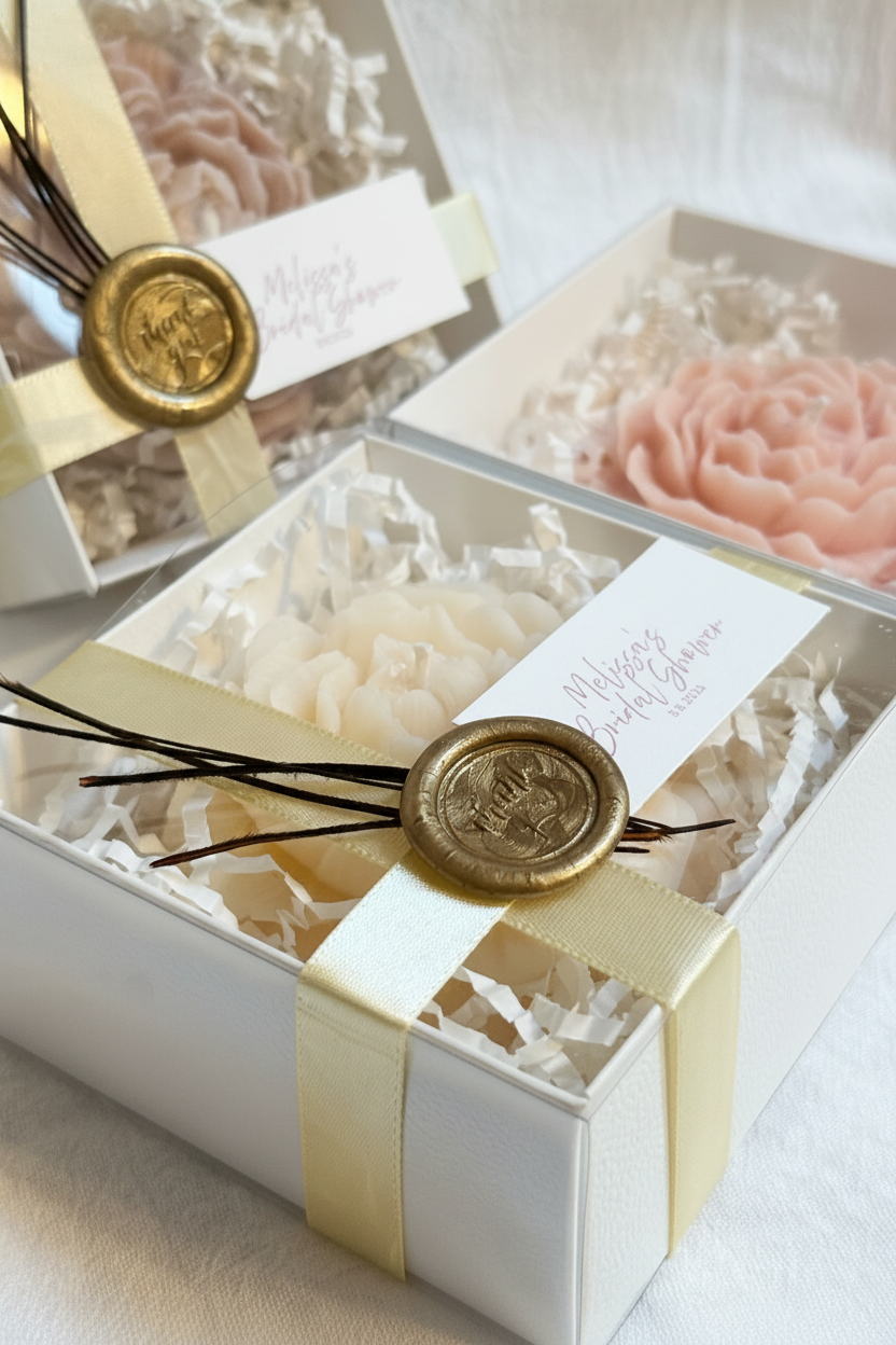Peony Pillar Candle | Signature White Gift Box