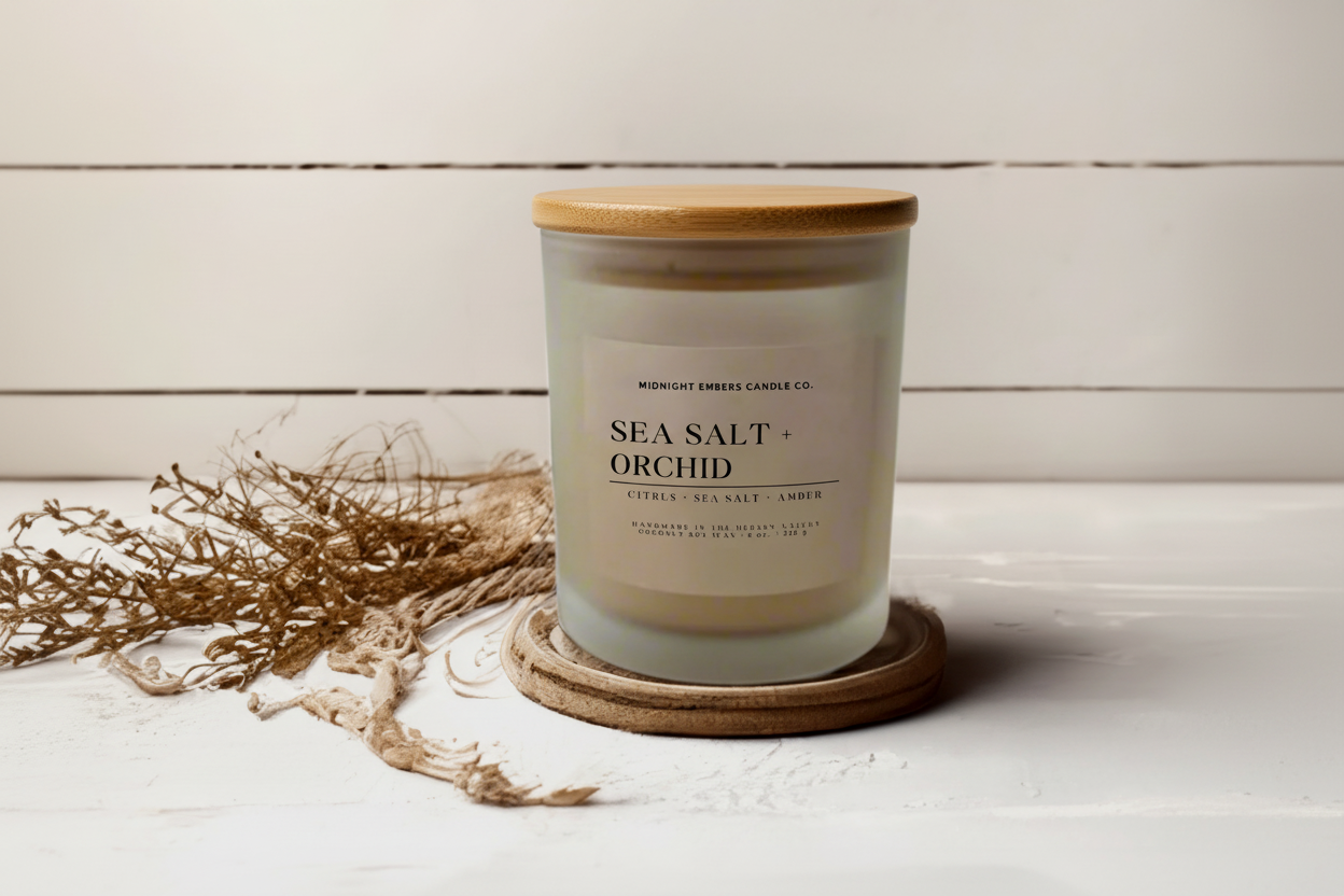 Frosted White Candle Studio - Shiplap Background