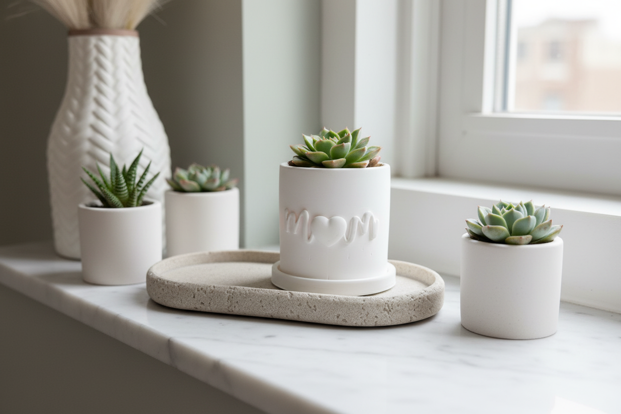 Mom Candle Repurposed as Planter with Saucer