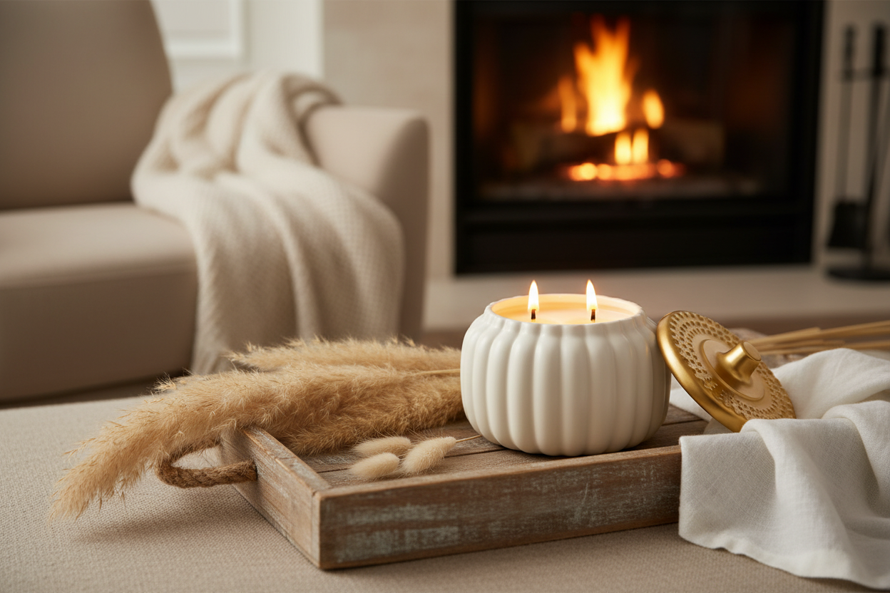 Wooden tray fireplace – ivory